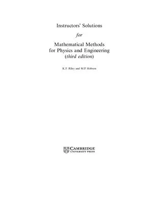 Instructor's Solutions for Mathematical Methods for Physics and Engineering