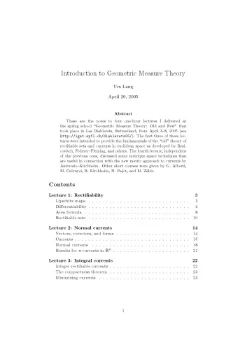Cover of Introduction To Geometric Measure Theory Urs Lang