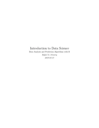 Introduction to Data Science Data Analysis and Prediction Algorithms with R