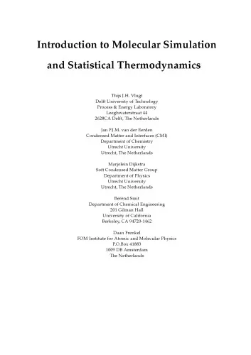 Introduction to Molecular Simulation and Statistical Thermodynamics