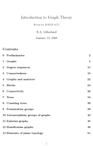 Introduction to graph theory, Lecture notes