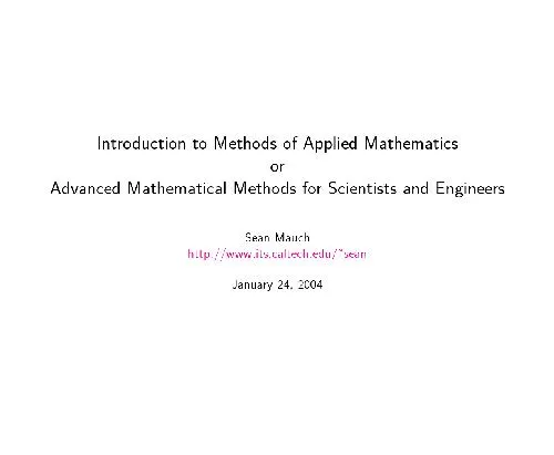 Introduction to methods of applied mathematics