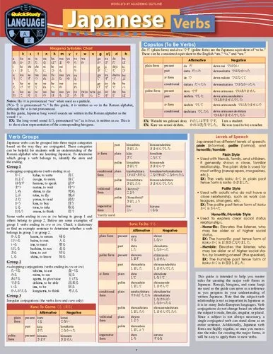 Japanese Verbs: a QuickStudy Laminated Reference Guide