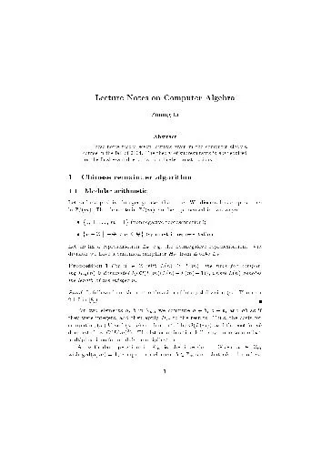 Lecture notes on computer algebra