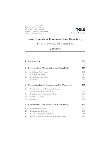 Lower Bounds in Communication Complexity (Foundations and Trends in Theoretical Computer Science)