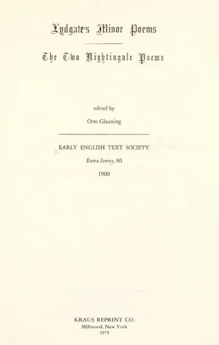 Lydgate’s Minor Poems. The Two Nightingale Poems. (A.D. 1446)