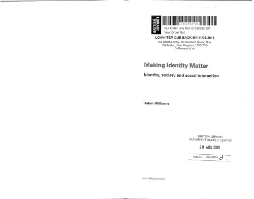 Making Identity Matter: Identity, Society and Social Interaction