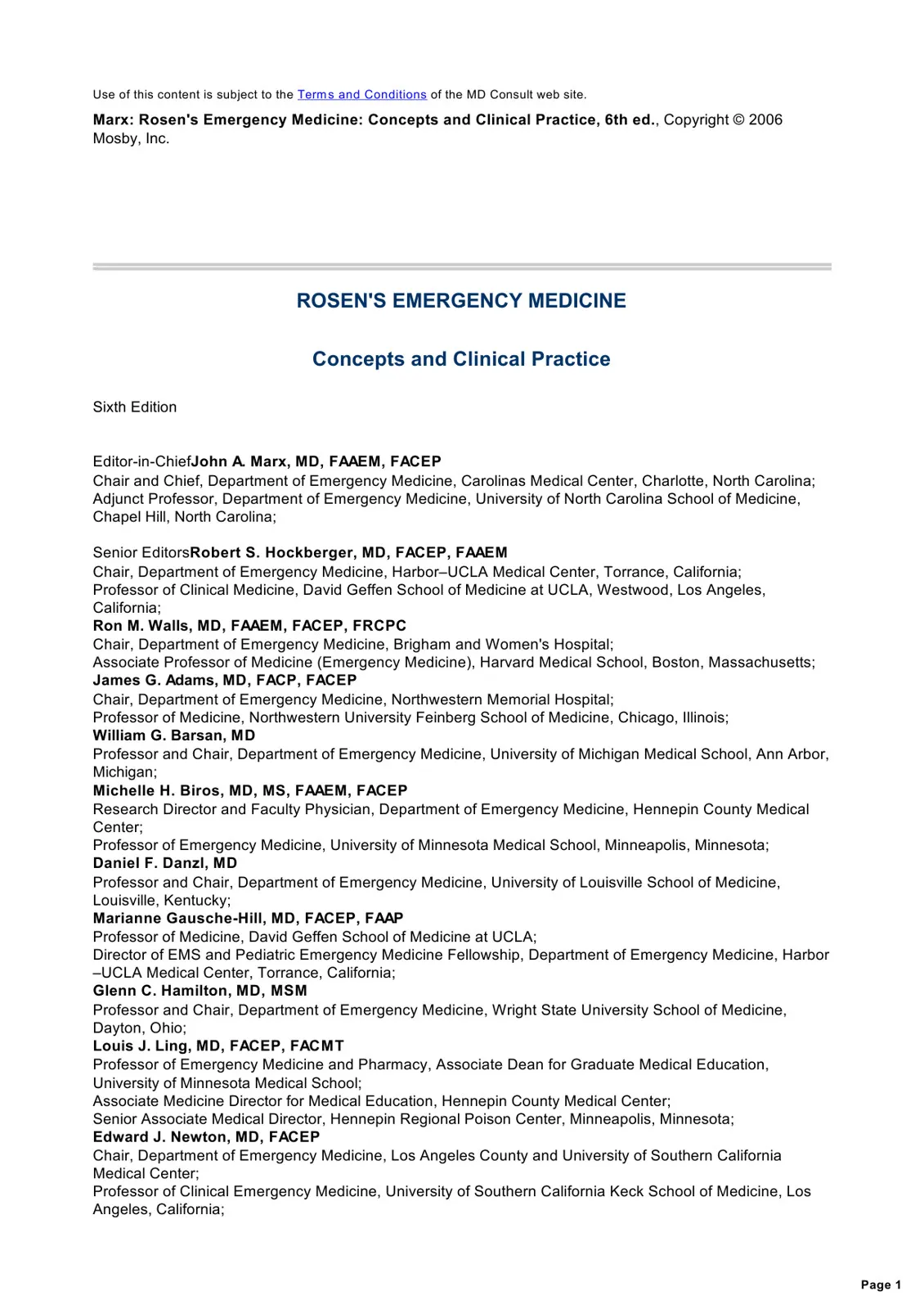 Marx: Rosen's Emergency Medicine: Concepts and Clinical Practice