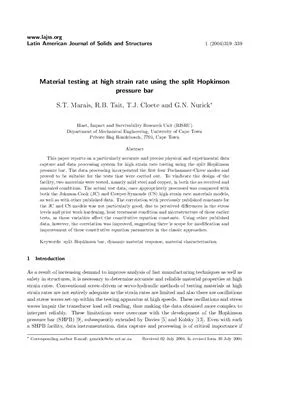 Material testing at high strain rate using the split Hopkinson