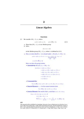 Mathematics For Machine Learning (MML) Official Solutions (Instructor's Solution Manual)