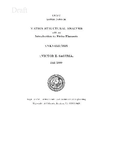 Matrix structural analysis and introduction to finite elements