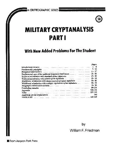 Cover of Military Cryptanalysis