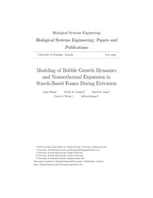 Modeling of Bubble Growth Dynamics and Nonisothermal Expansion in Starch-Based Foams During Extrusion