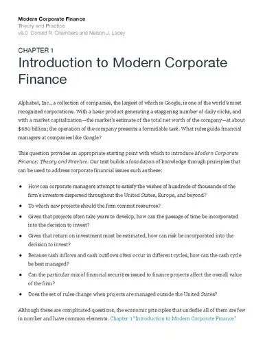 Modern Corporate Finance: Theory and Practice