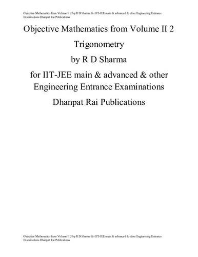 Objective Mathematics Trigonometry from Volume II 2 by R D Sharma for IIT-JEE main & advanced & other Engineering Entrance Examinations