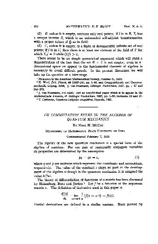 On commutation rules in the algebra of quantum mechanics