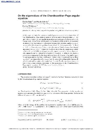 On the eigenvalues of the Chandrasekhar-Page angular equation