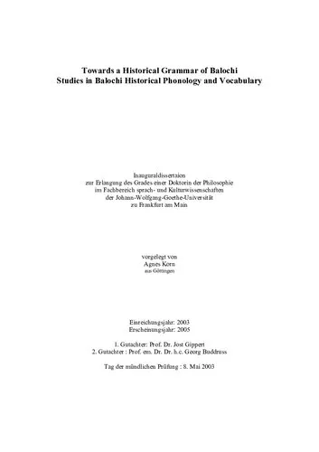 [PhD Dissertation] Towards a Historical Grammar of Balochi