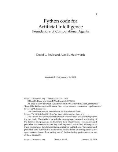 Python code for Artificial Intelligence: Foundations of Computational Agents