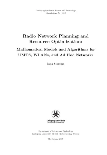 Radio network planning and resource optimization : mathematical models and algorithms for UMTS, WLANs, and ad hoc networks