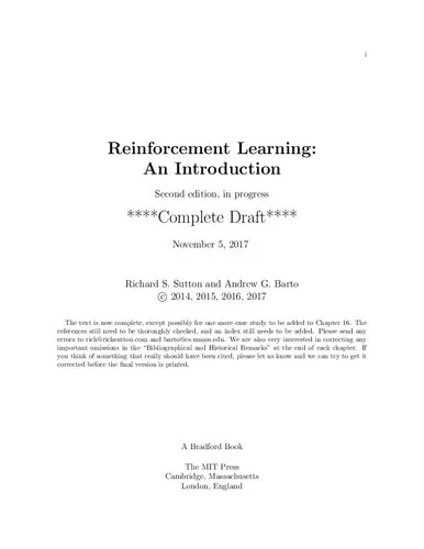 Reinforcement Learning An Introduction (Complete Draft)