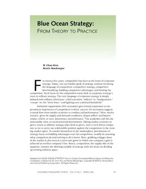 Renée Mauborgne. Blue Ocean Strategy: From theory to practice