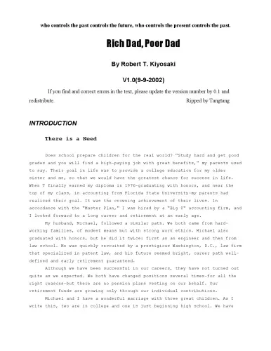 Rich Dad, Poor Dad: What the Rich Teach Their Kids About Money--That the Poor and Middle Class Do Not!