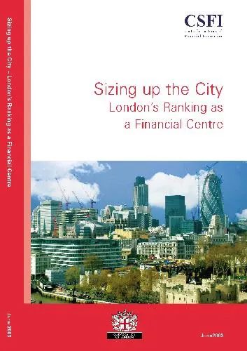 Sizing up the City - London’s Ranking as a Financial Centre