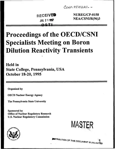 Specialists Meeting on Boron Dilution Reactivity Transients