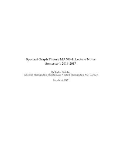 Spectral Graph Theory [Lecture notes]