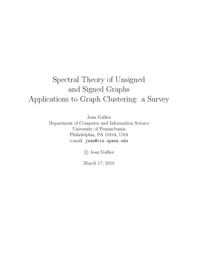 Spectral theory of unsigned and signed graphs, applications to graph clustering