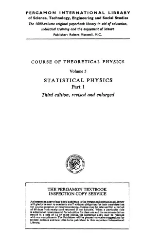 Statistical Physics, Part 1 (Course of Theoretical Physics, Vol. 5)