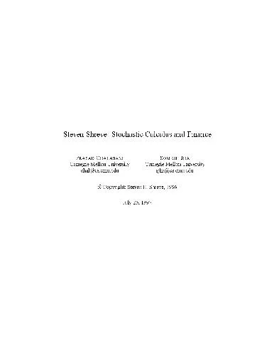 Stochastic Calculus for Finance I The Binomial Asset Pricing Model