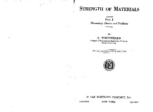 Strength Of Materials. parts I: Elementary Theory and Problems