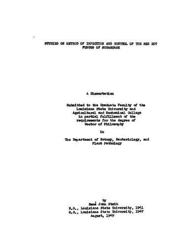 Studies on method of infection and control of the red rot fungus of sugarcane