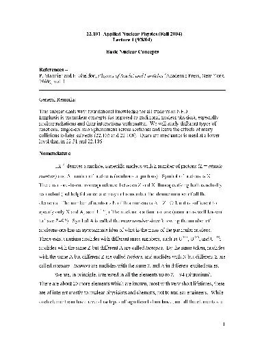 Study Materials for MIT Course 22.101 Applied Nuclear Physics