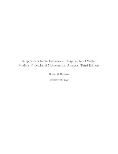 Supplements to the Exercises in Chapters 1–7 of Walter Rudin's Principles of Mathematical Analysis, Third Edition