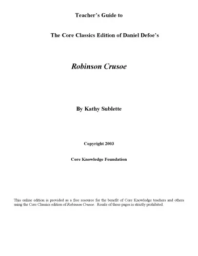 Teacher’s Guide to The Core Classics Edition of Daniel Defoe’s Robinson Crusoe