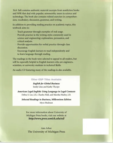 Cover of Tech Talk: Better English through Reading in Science and Technology