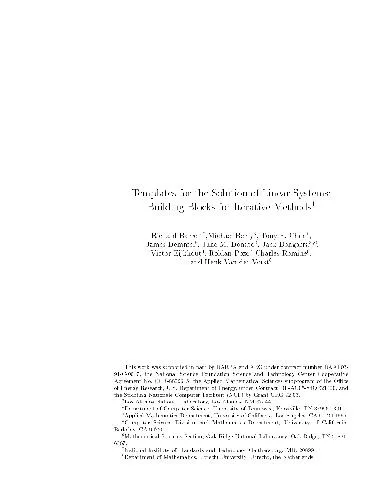 Cover of Templates for the solution of linear systems.Building blocks for iterative methods