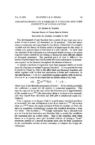 The Development of a Frequency Function and Some Comments of Curve Fitting