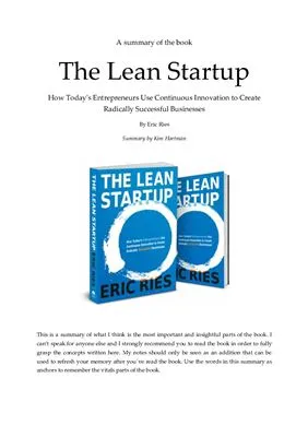 The Lean Startup. A Summary of the book