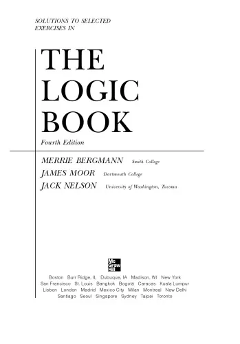 The Logic Book 4th Ed Solutions Manual