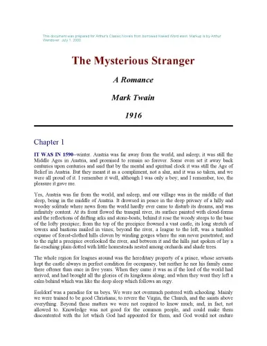 The Mysterious Stranger (Twain, Mark  Mark Twain Library)