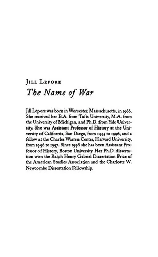 The Name of War: King Philip's War and the Origins of American Identity