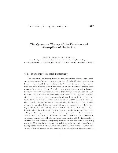 The Quantum Theory of the Emission and Absorption of Radiation