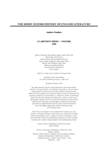 The Short Oxford History of English Literature