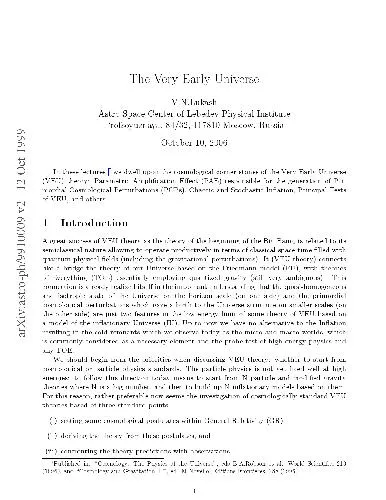 The Very Early Universe