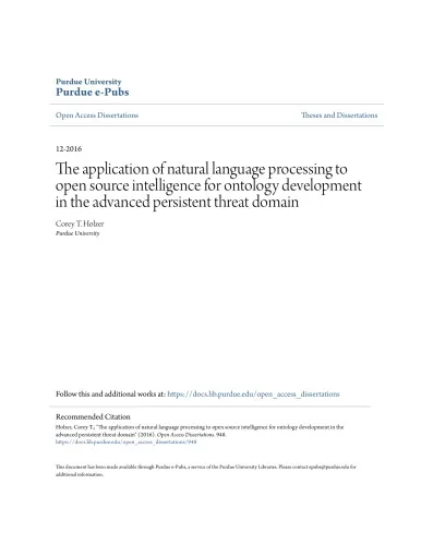 The application of natural language processing to open source intelligence for ontology development in the advanced persistent threat domain