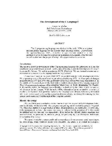 The development of the C language